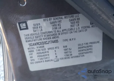 2012 Buick Enclave Leather from USA, damaged, VIN 5GAKRCED0CJ174405